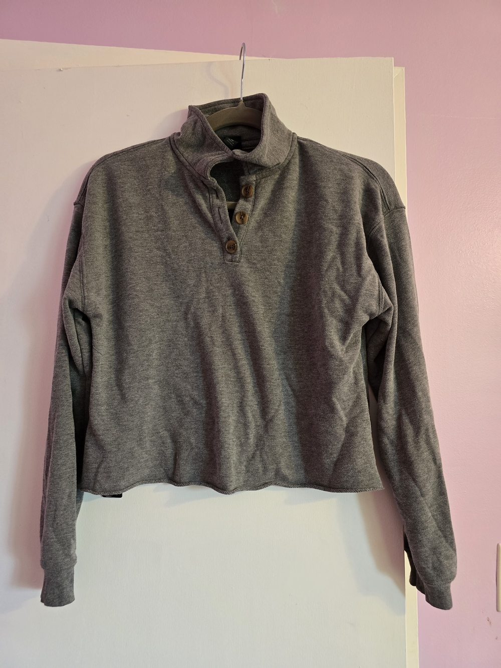 wild fable Gray Button-Neck Pullover Sweater
